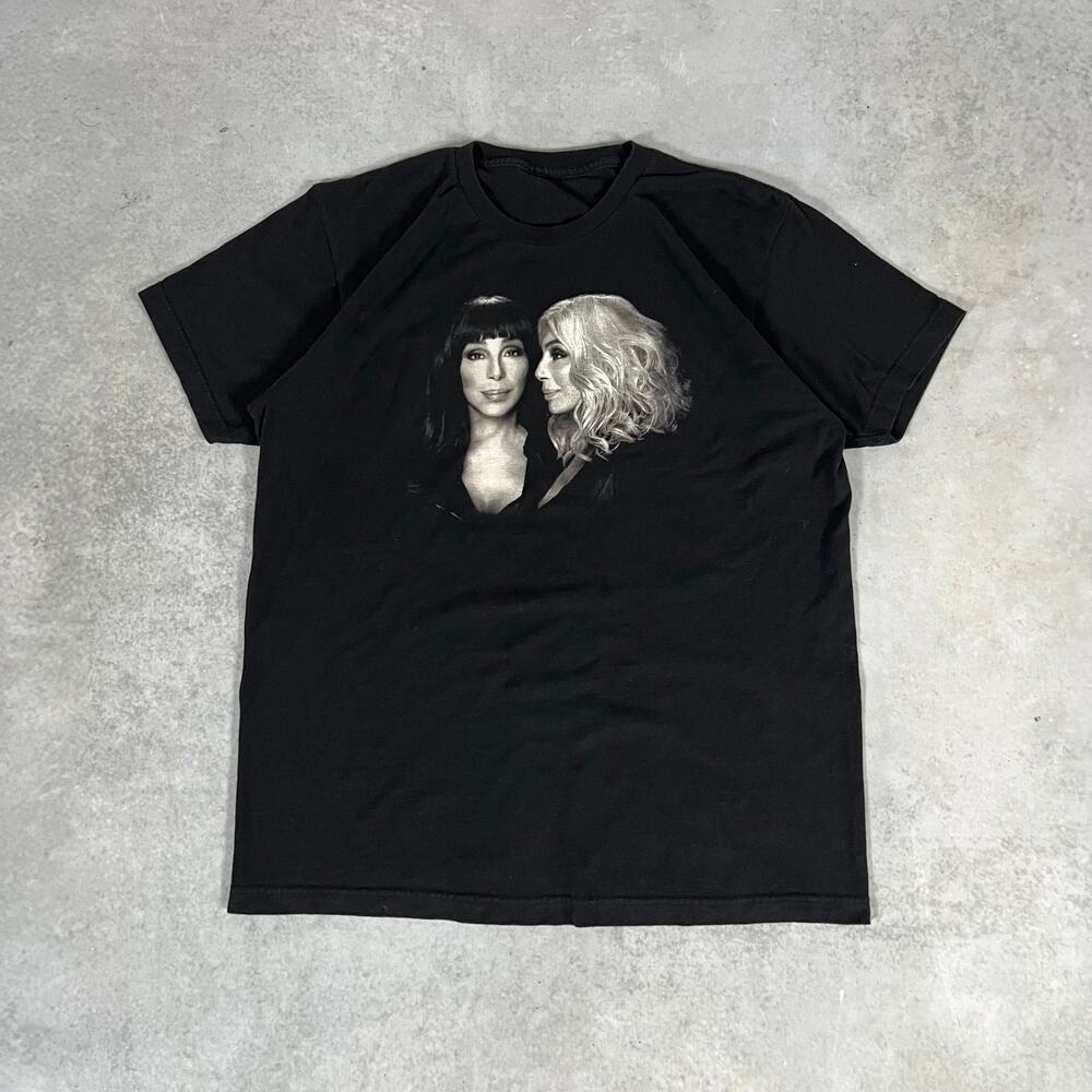 Cher Here We Go Again Tour 2019 Concert Tee Black Graphic Mens Medium - Size: M